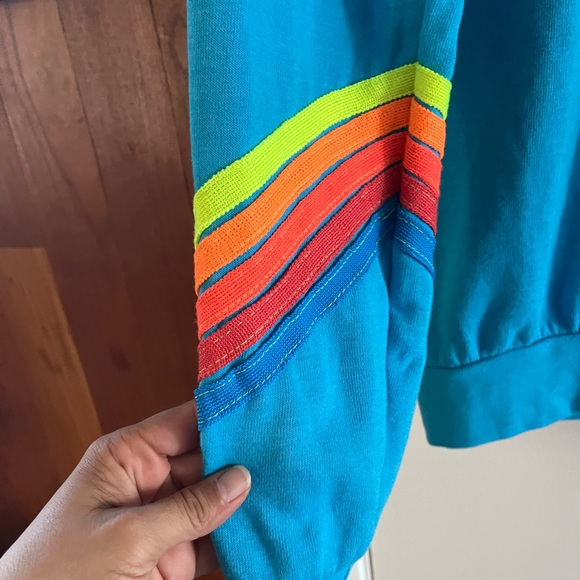 Aviator Nation Neon Pink Bolt Blue Pullover - Picture 3 of 5